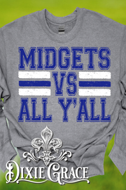 Midgets vs All Y'all - Graphite Heather Gray - Youth, Sweatshirt, Hoodie Option - Graphic Tee