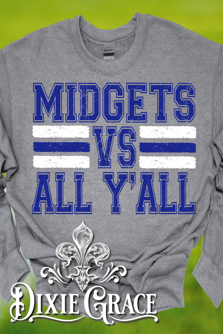 Midgets vs All Y'all - Graphite Heather Gray - Youth, Sweatshirt, Hoodie Option - Graphic Tee