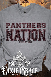 Millstadt Panthers Nation - Dark Heather Gray - Sweatshirt and Hoodie Option - Graphic Tee