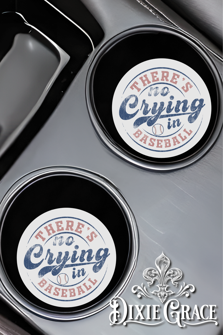 No Crying in Baseball - Set of 2 - Car Coasters