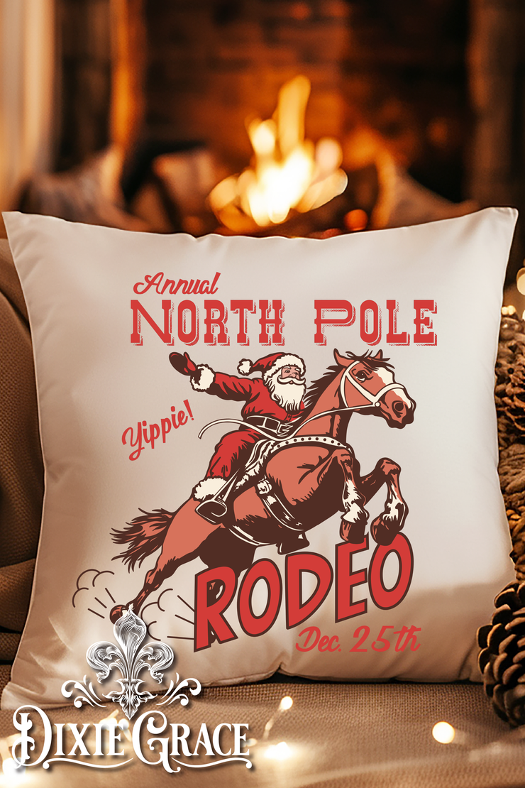 North Pole Rodeo - Includes Insert - Throw Pillow
