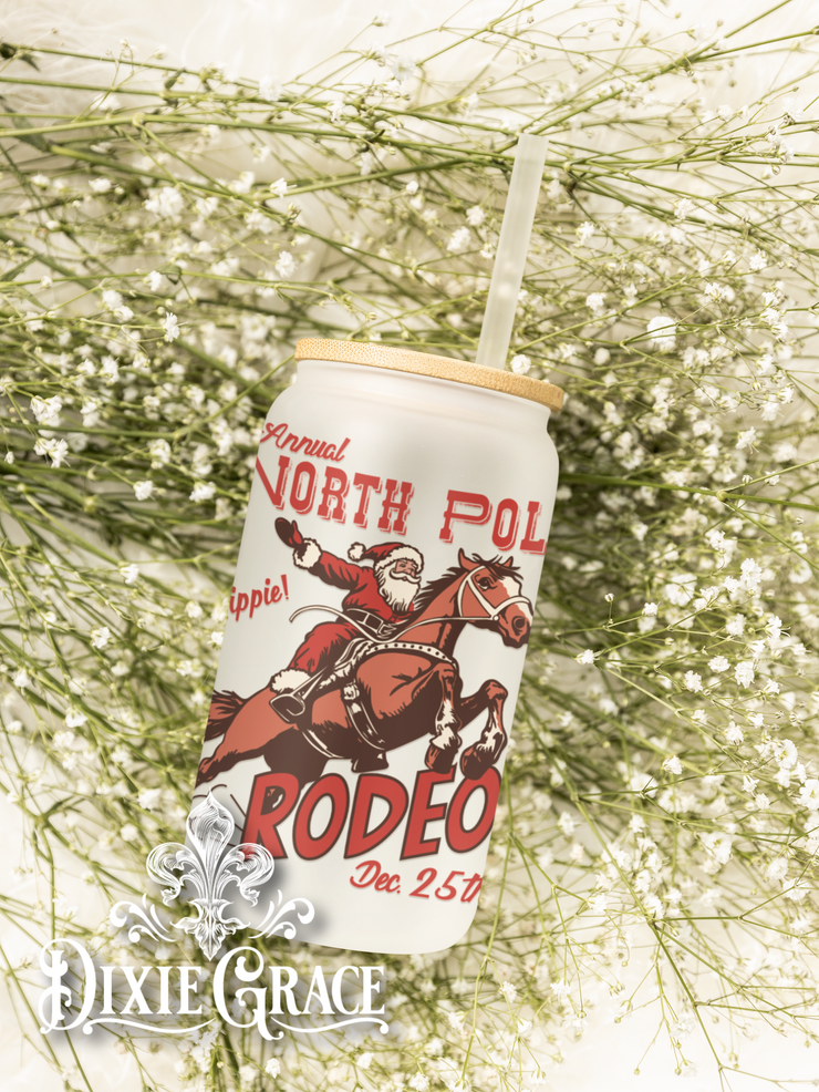North Pole Rodeo - Frosted 16 oz Glass Can