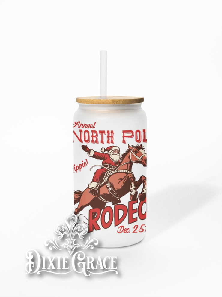 North Pole Rodeo - Frosted 16 oz Glass Can