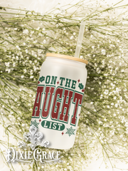 On the Naughty List - Frosted 16 oz Glass Can