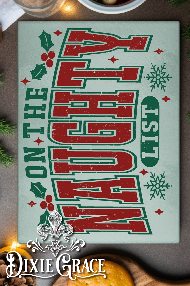 On the Naughty List - Glass Cutting/Charcuterie Board