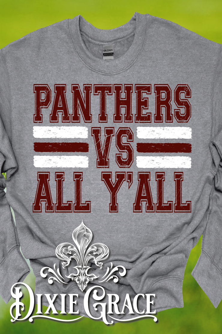 Panthers vs All Y'all - Heather Gray - Sweatshirt and Hoodie Option - Graphic Tee