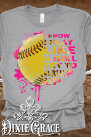 Play Like A Girl - Heather Gray - Sweatshirt and Hoodie Option - Graphic Tee