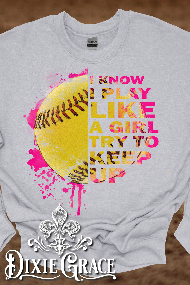 Play Like A Girl - Heather Gray - Sweatshirt and Hoodie Option - Graphic Tee