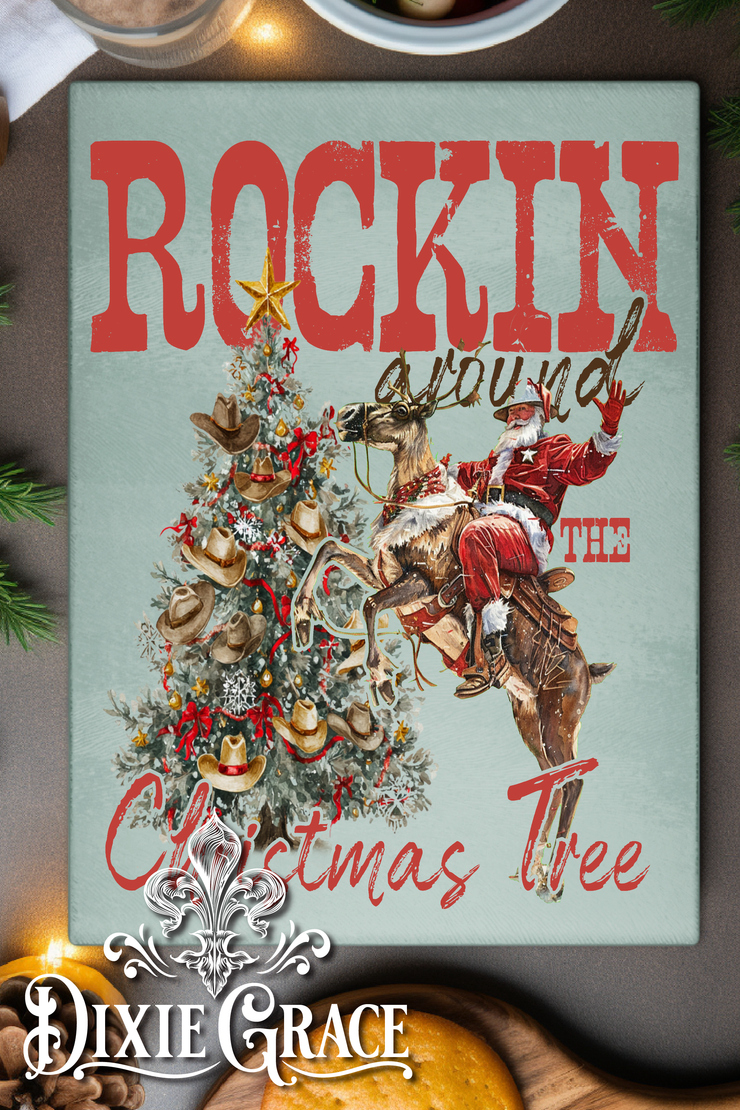 Rockin Around the Christmas Tree - Glass Cutting/Charcuterie Board