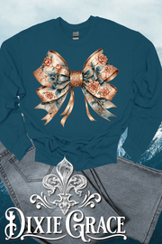 Rose Gold & Teal Bow - Teal - Sweatshirt Option - Graphic Tee