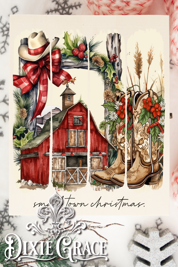 Small Town Christmas - Two Sizes - Wooden Box Decor Sign