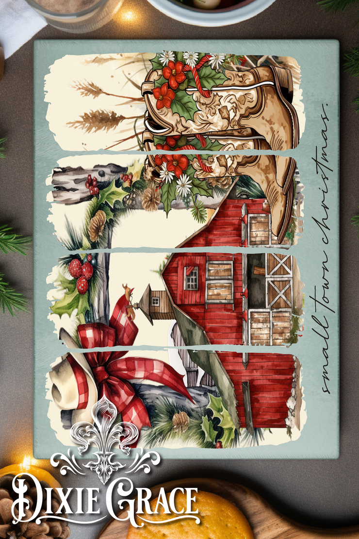 Small Town Christmas - Glass Cutting/Charcuterie Board