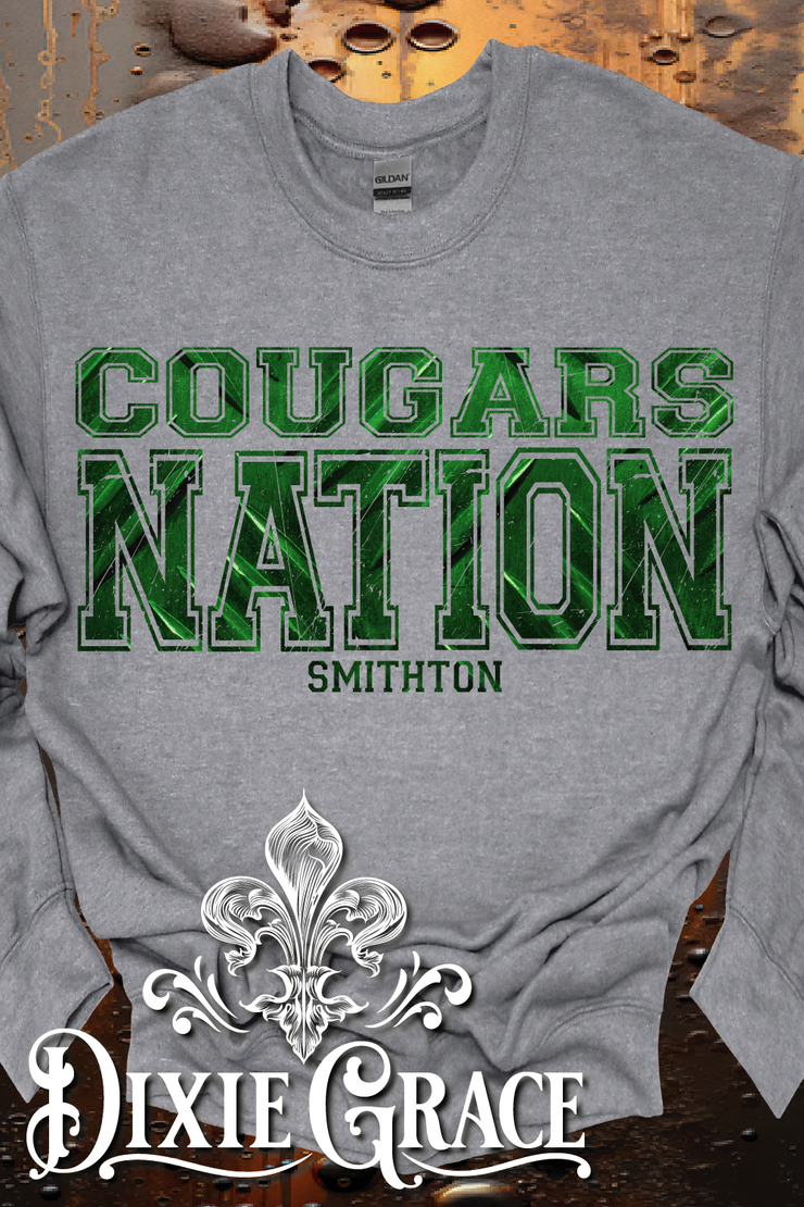 Smithton Cougars Nation - Dark Heather Gray - Sweatshirt and Hoodie Option - Graphic Tee