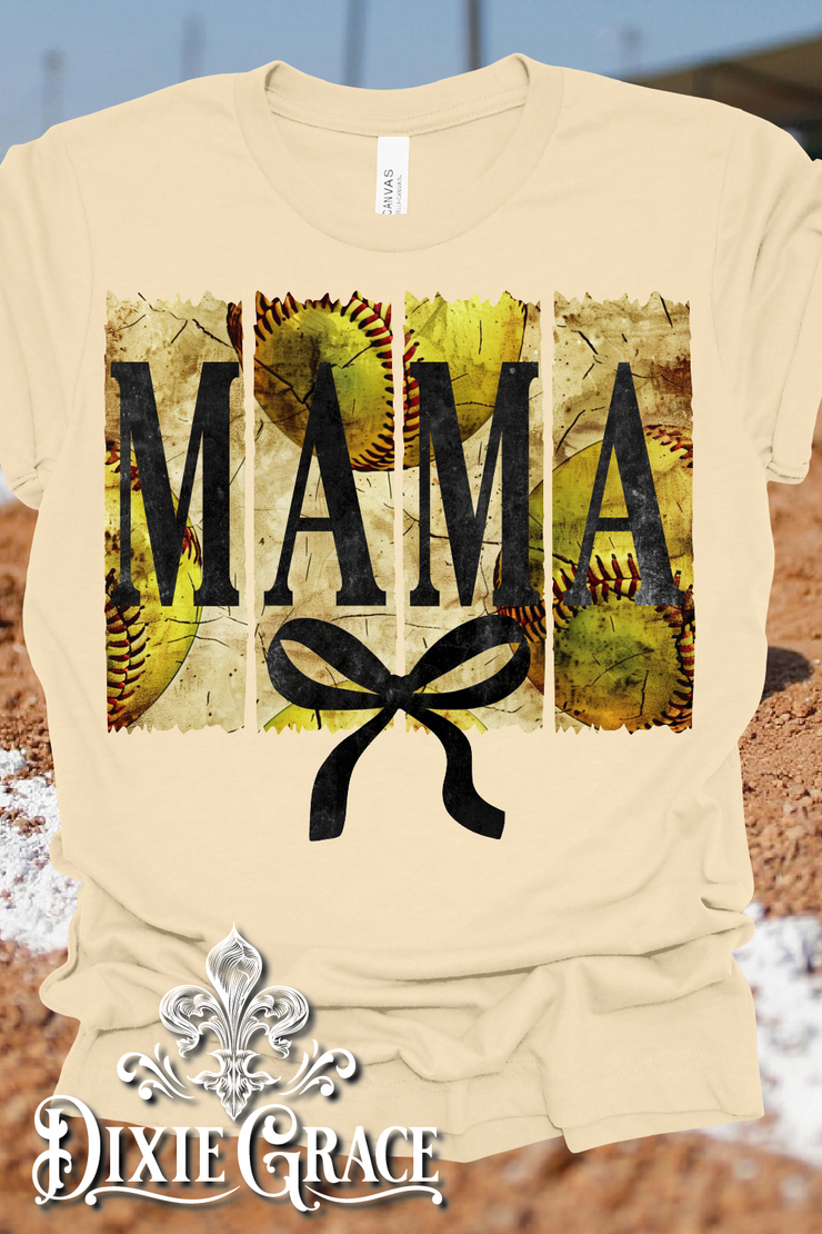 Mama Softball - Natural - Sweatshirt and Hoodie Option - Graphic Tee