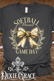 Mama Game Day Softball - Dark Heather Gray - Sweatshirt and Hoodie Option - Graphic Tee