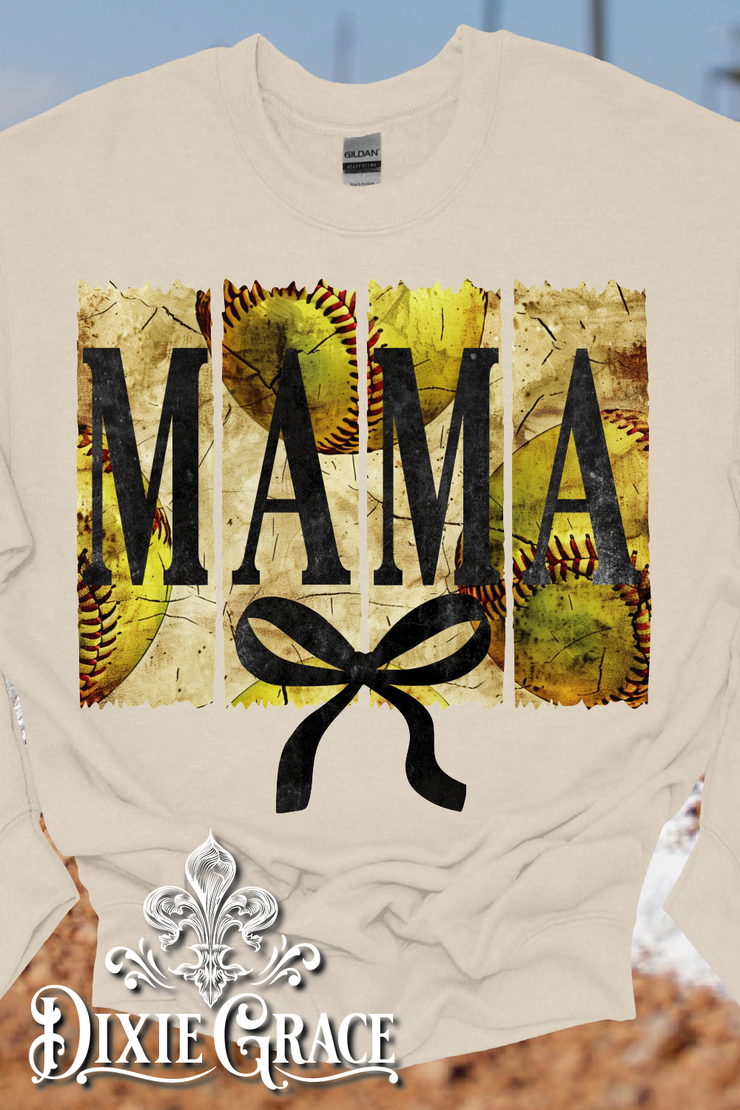 Mama Softball - Natural - Sweatshirt and Hoodie Option - Graphic Tee