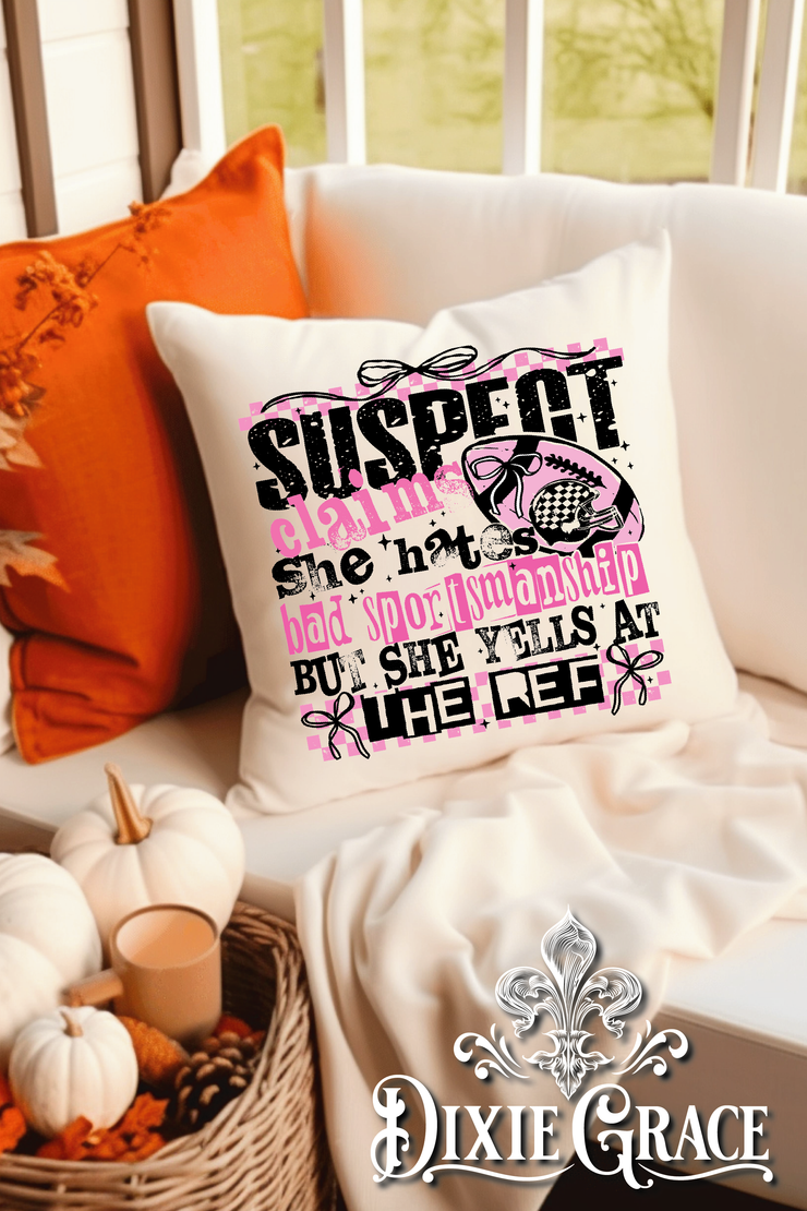 Suspect Claims Ref Football - Includes Insert - Throw Pillow