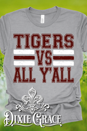 Tigers vs All Y'all - Graphite Heather Gray - Youth, Sweatshirt, Hoodie Option - Graphic Tee