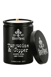 Turquoise & Copper - 11 oz Glass Candle - Cotton Wick