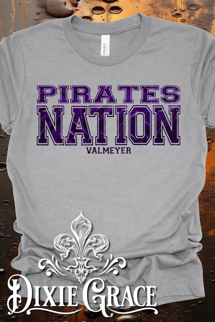 Valmeyer Pirates Nation - Dark Heather Gray - Youth, Sweatshirt, Hoodie Option - Graphic Tee