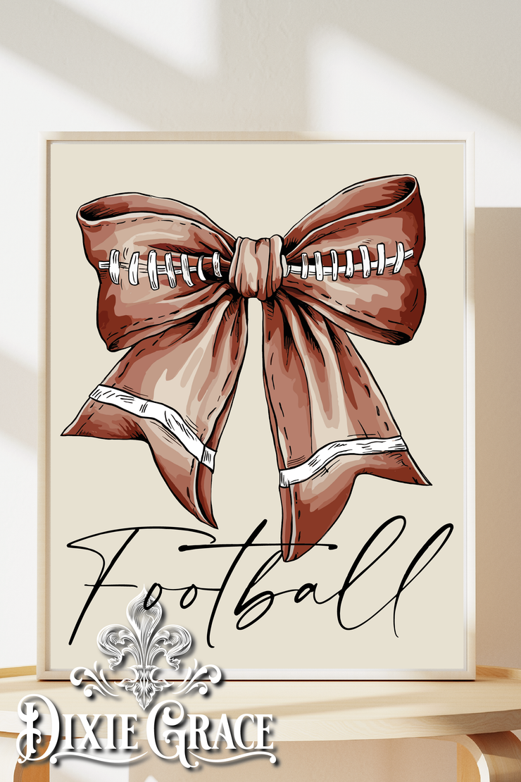 Vintage Football Bow - Two Sizes - Wooden Box Sign