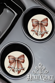 Vintage Football Bow - Set of 2 - Car Coasters