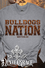 Waterloo Bulldogs Nation - Dark Heather Gray - Sweatshirt and Hoodie Option - Graphic Tee