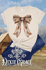 Western Leather Bow - Natural - Sweatshirt Option - Graphic Tee