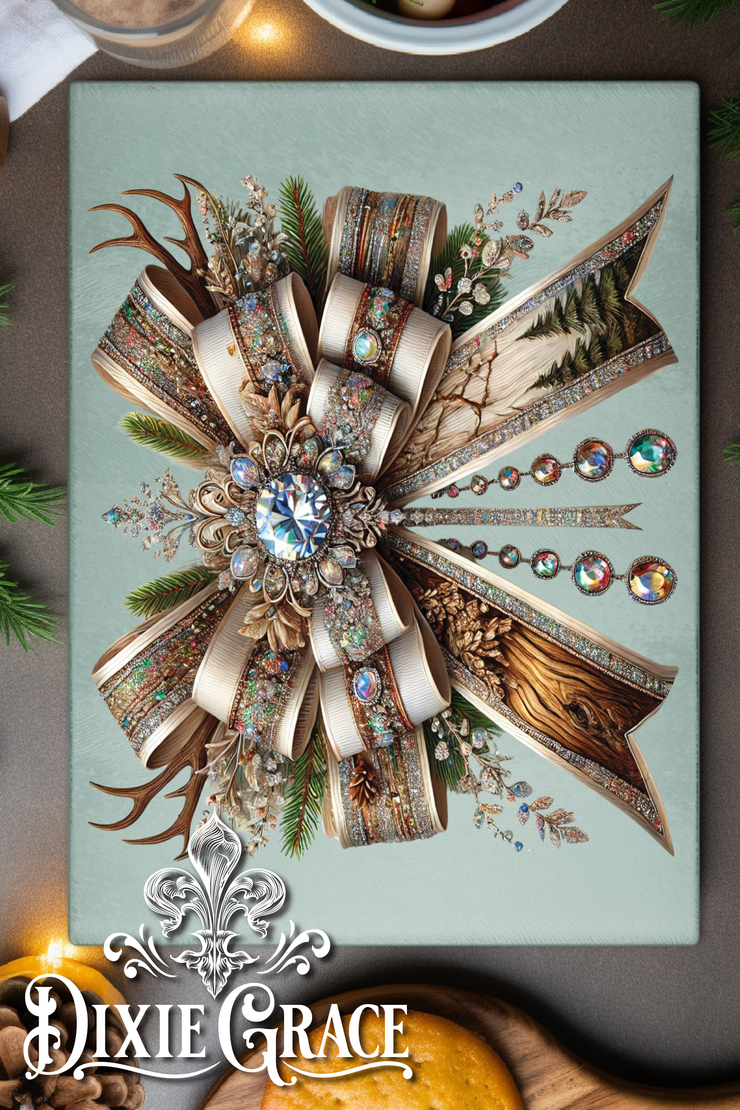 Woodland Luxe Bow - Glass Cutting/Charcuterie Board