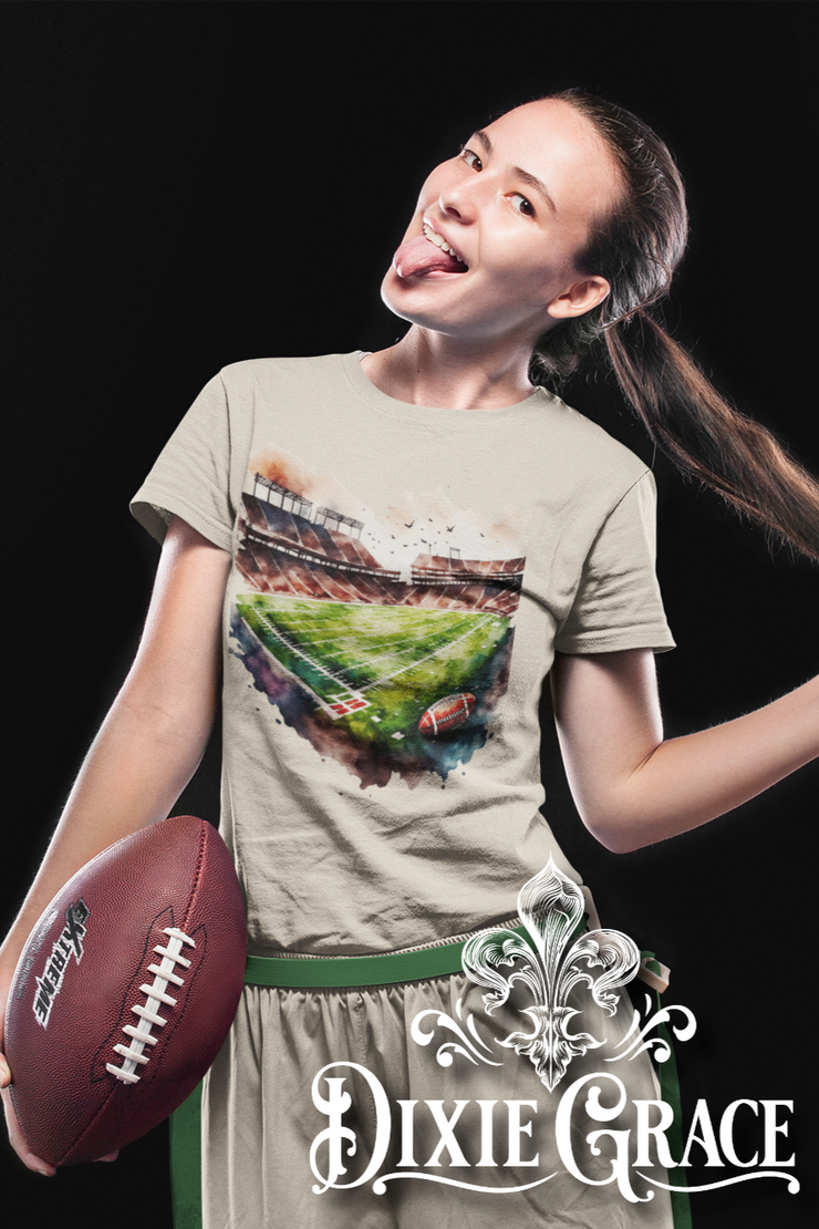 Watercolor Football Field - Natural - Youth, Long Sleeve, Sweatshirt, Hoodie Option - Graphic Tee