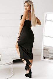 Bougie - Feather Trim Bodycon - Midi - Dress