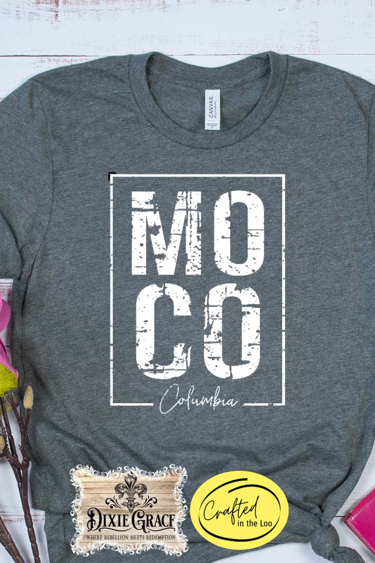 MOCO Block - Columbia - White Screen Print - Multiple Color Options!  - Graphic Tee