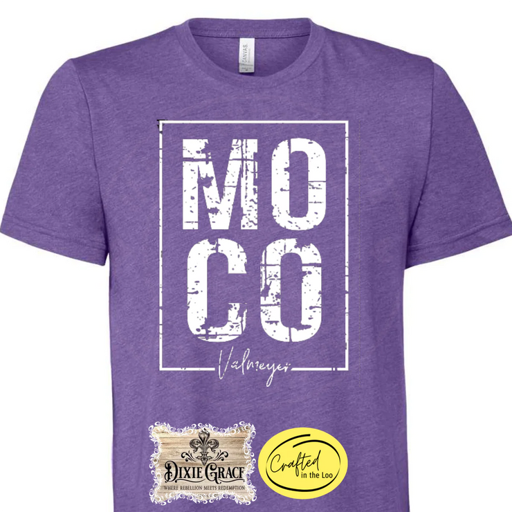 MOCO Block - Valmeyer - White Screen Print - Multiple Color Options!  - Graphic Tee