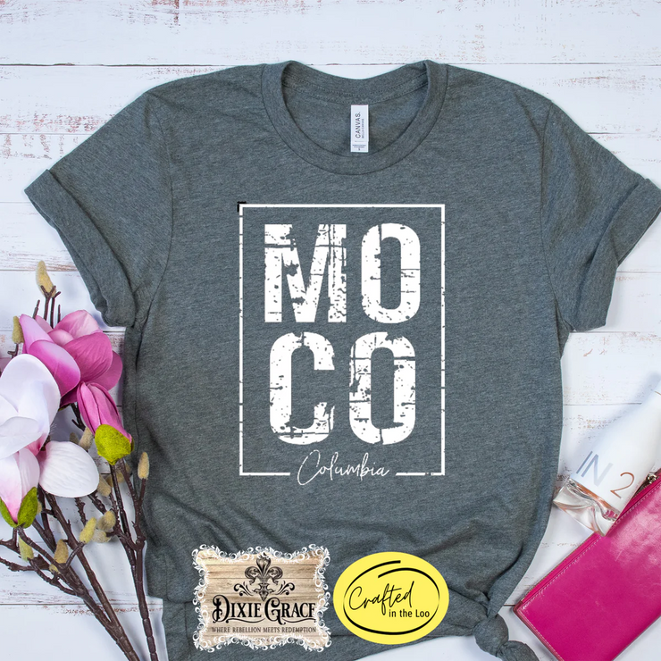 MOCO Block - Columbia - White Screen Print - Multiple Color Options!  - Graphic Tee