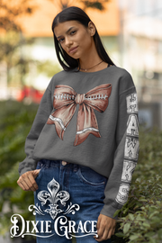 Custom Sleeve Vintage Football Bow - Youth, Long Sleeve, Sweatshirt, Hoodie Option - Graphic Tee