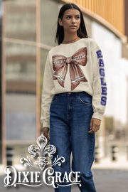 Custom Sleeve Vintage Football Bow - Youth, Long Sleeve, Sweatshirt, Hoodie Option - Graphic Tee