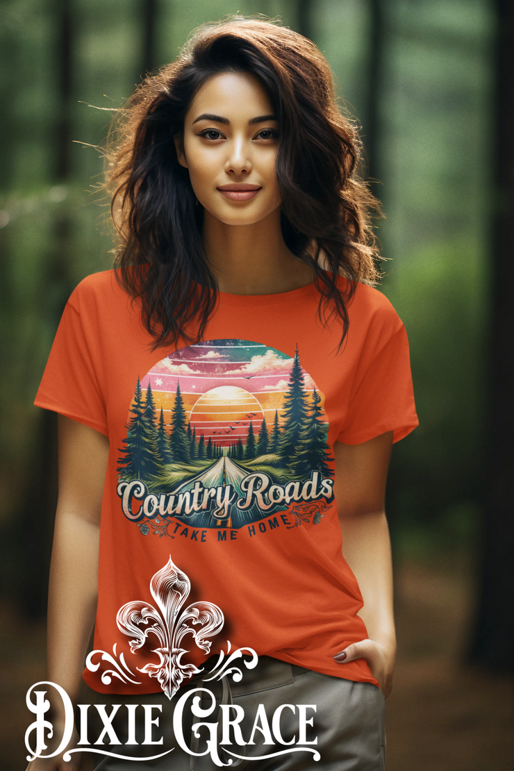 Country Roads - Burnt Orange - Youth, Tank, Sweatshirt, Hoodie Option - Graphic Tee