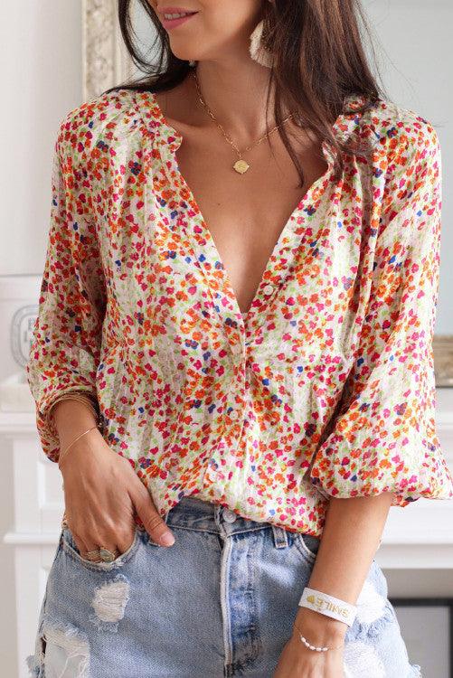 Sheer Floral Button Up Top - BeLoved Boutique