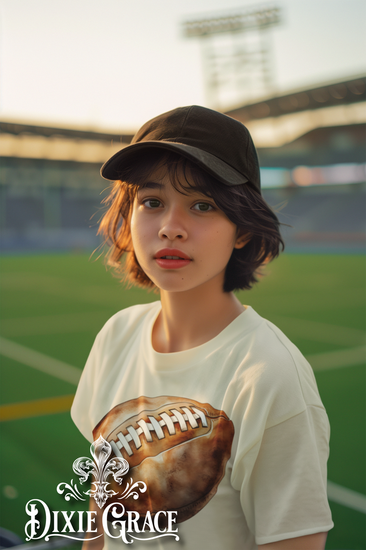 Watercolor Football - Natural - Youth, Long Sleeve, Sweatshirt, Hoodie Option - Graphic Tee